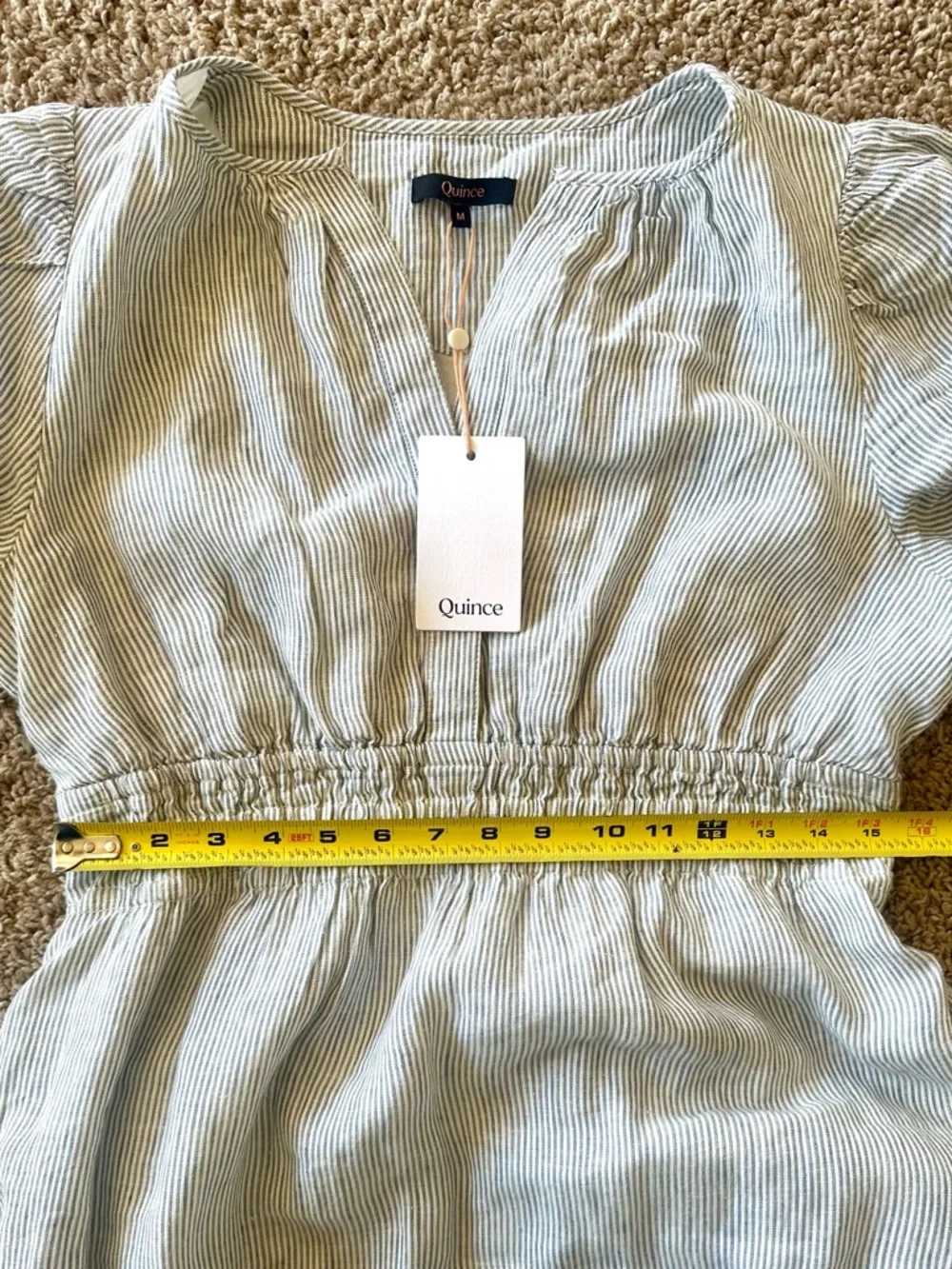 Quince Light Blue Pinstripe Tiered Maxi Dress - Picture 4 of 7